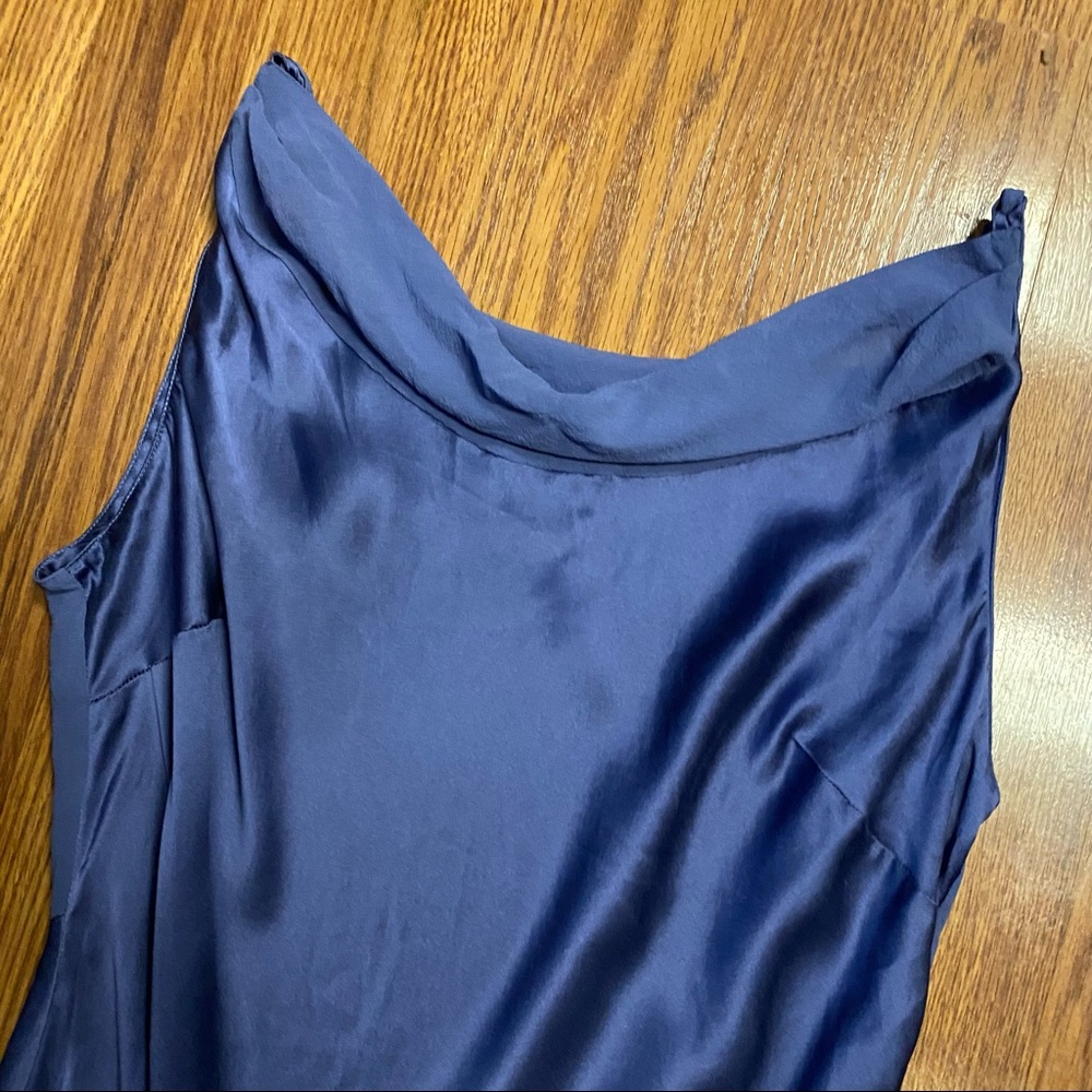 Vintage Y2K 100% Silk Blue Slip Dress Cowl Neck Silk Dress Backless Dress Prom - Picture 7 of 15
